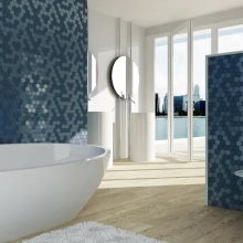 Valencia 27,8x32,5x0,5 Blue Matt + Glossy Glass Recycled Hexagon